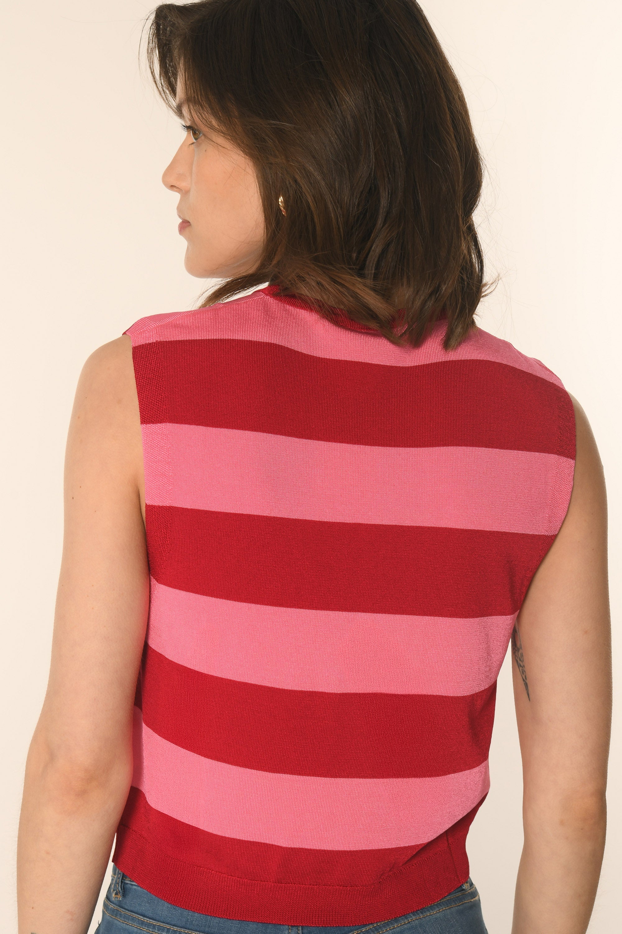 PULL SANS MANCHES - ROUGE/ROSE - ATHENA