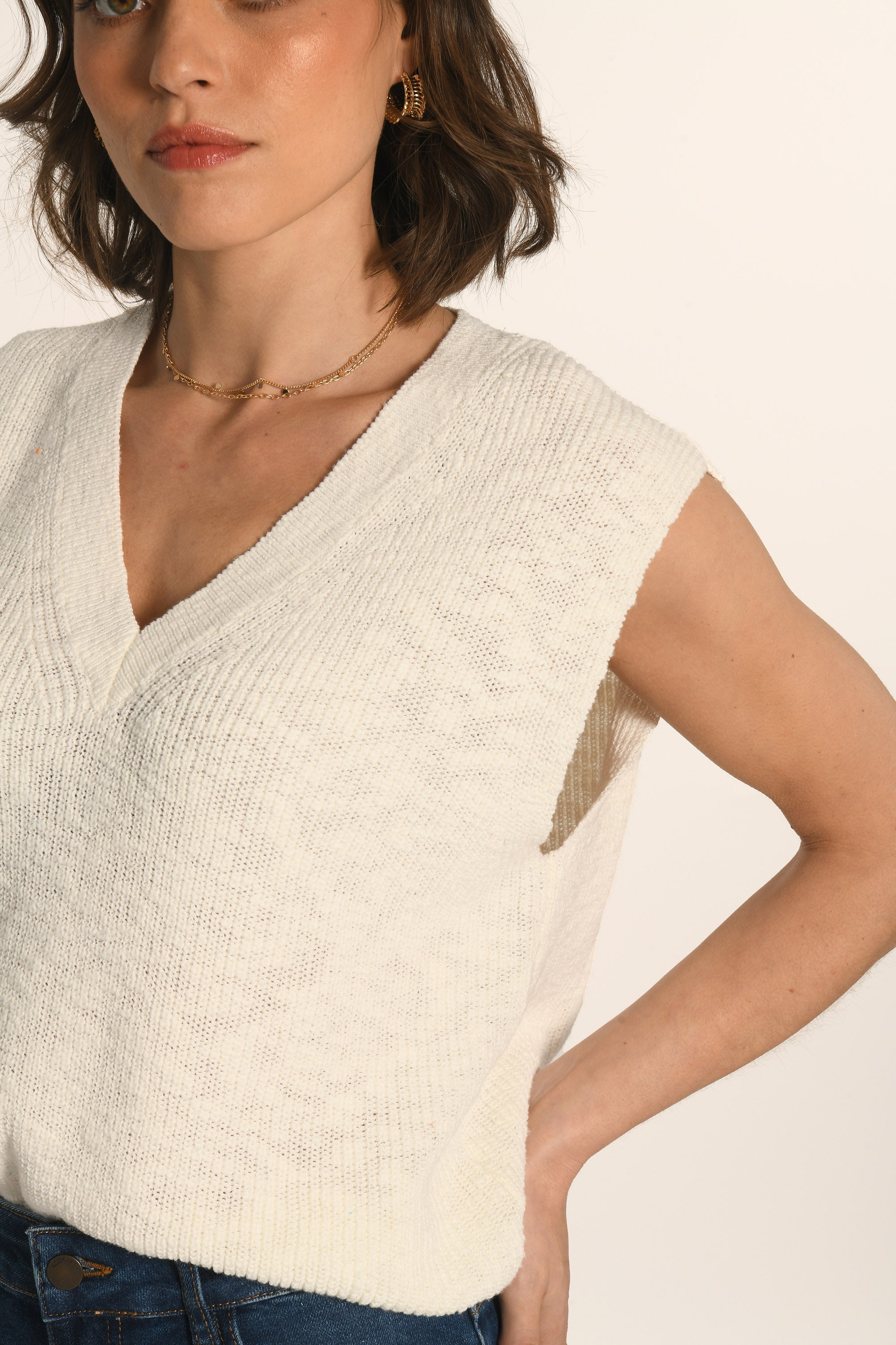 PULL SANS MANCHES - BLANC - AUDREY