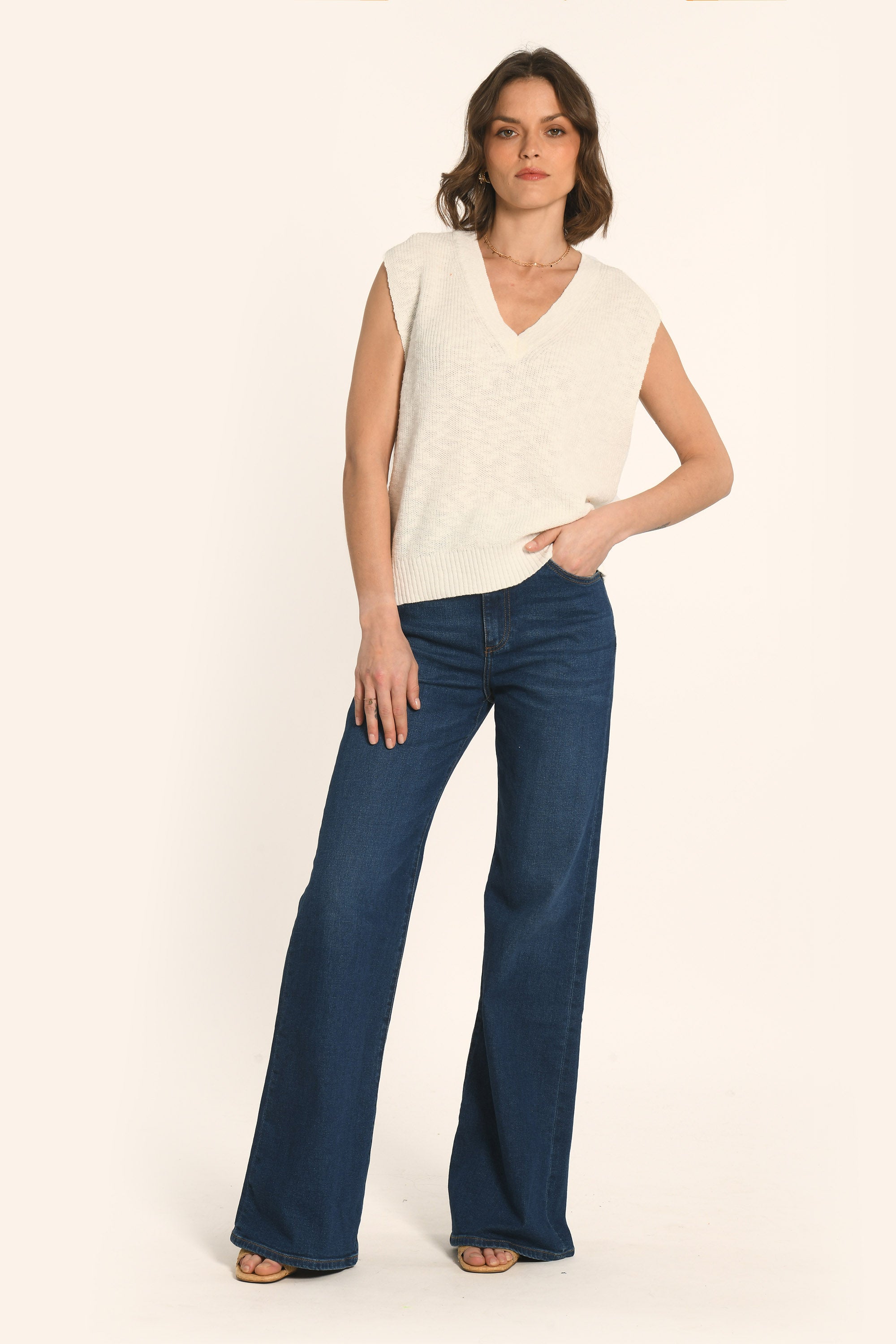 PULL SANS MANCHES - BLANC - AUDREY