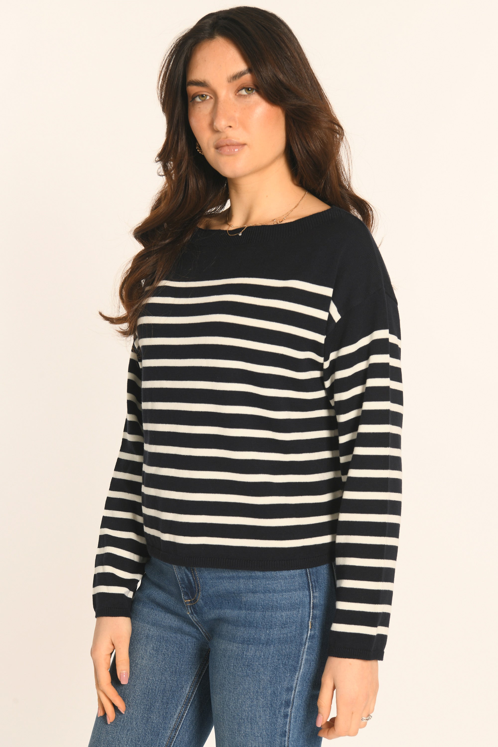 PULL MARINIÈRE COL BATEAU - NAVY/ÉCRU - AURE