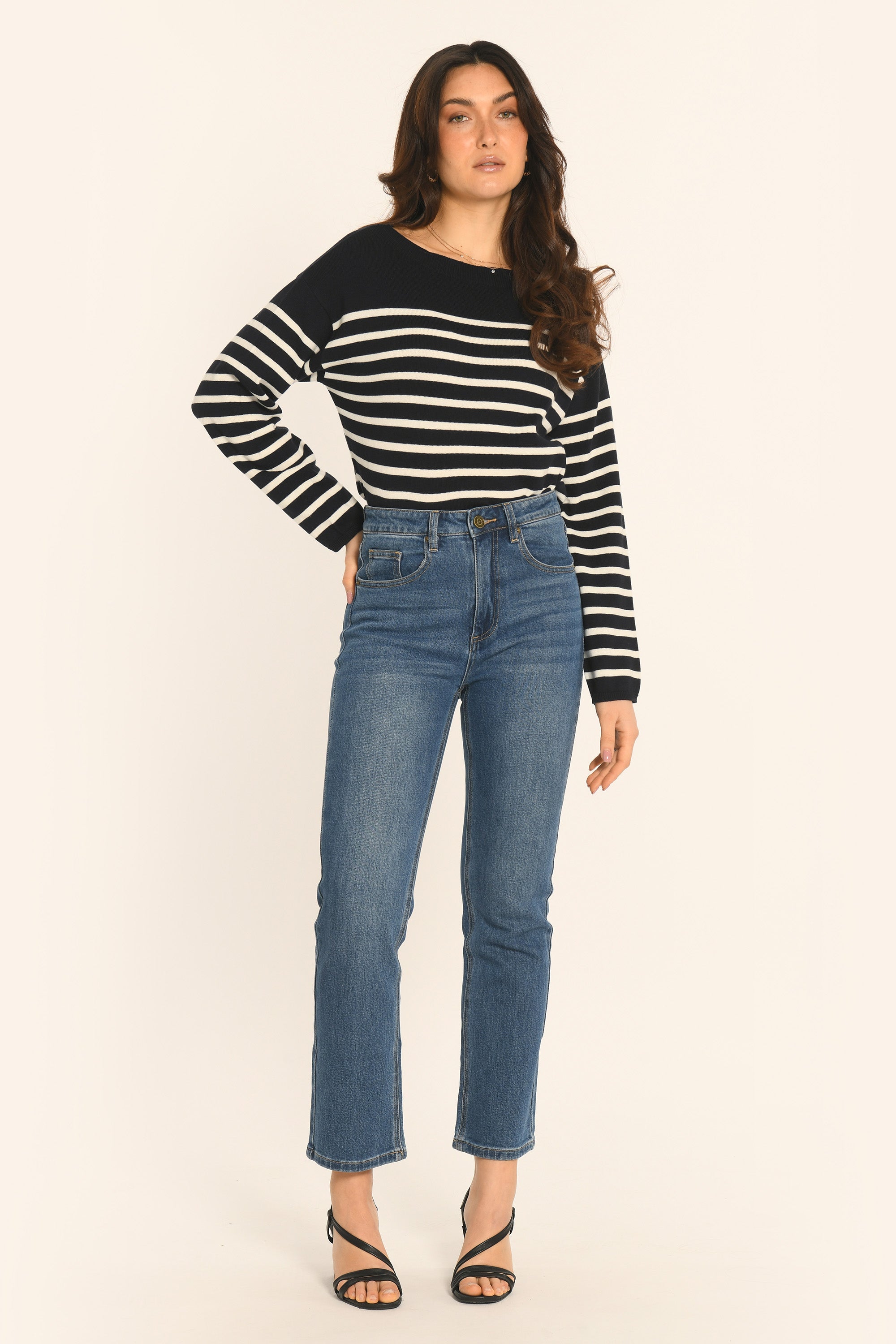PULL MARINIÈRE COL BATEAU - NAVY/ÉCRU - AURE