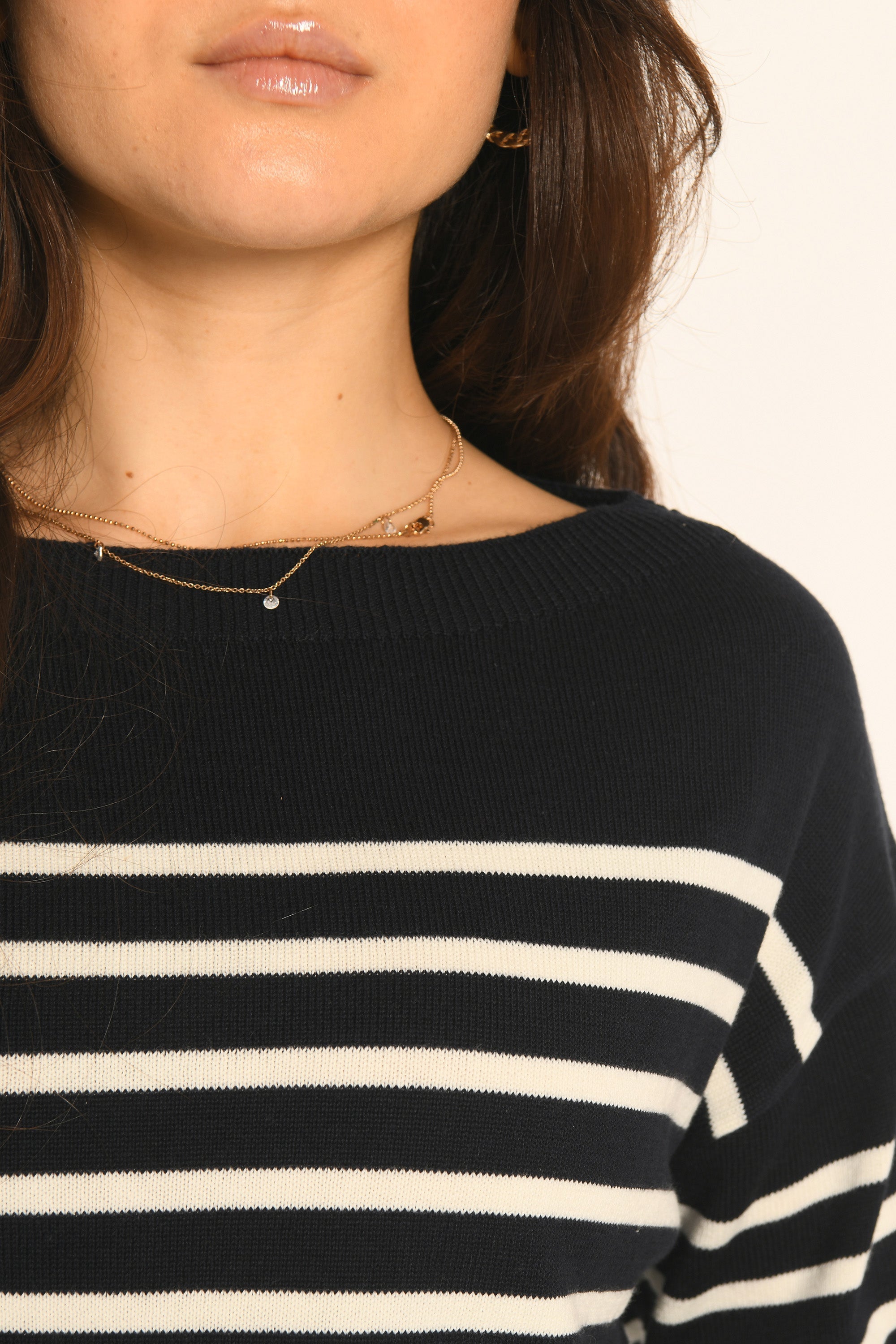 PULL MARINIÈRE COL BATEAU - NAVY/ÉCRU - AURE