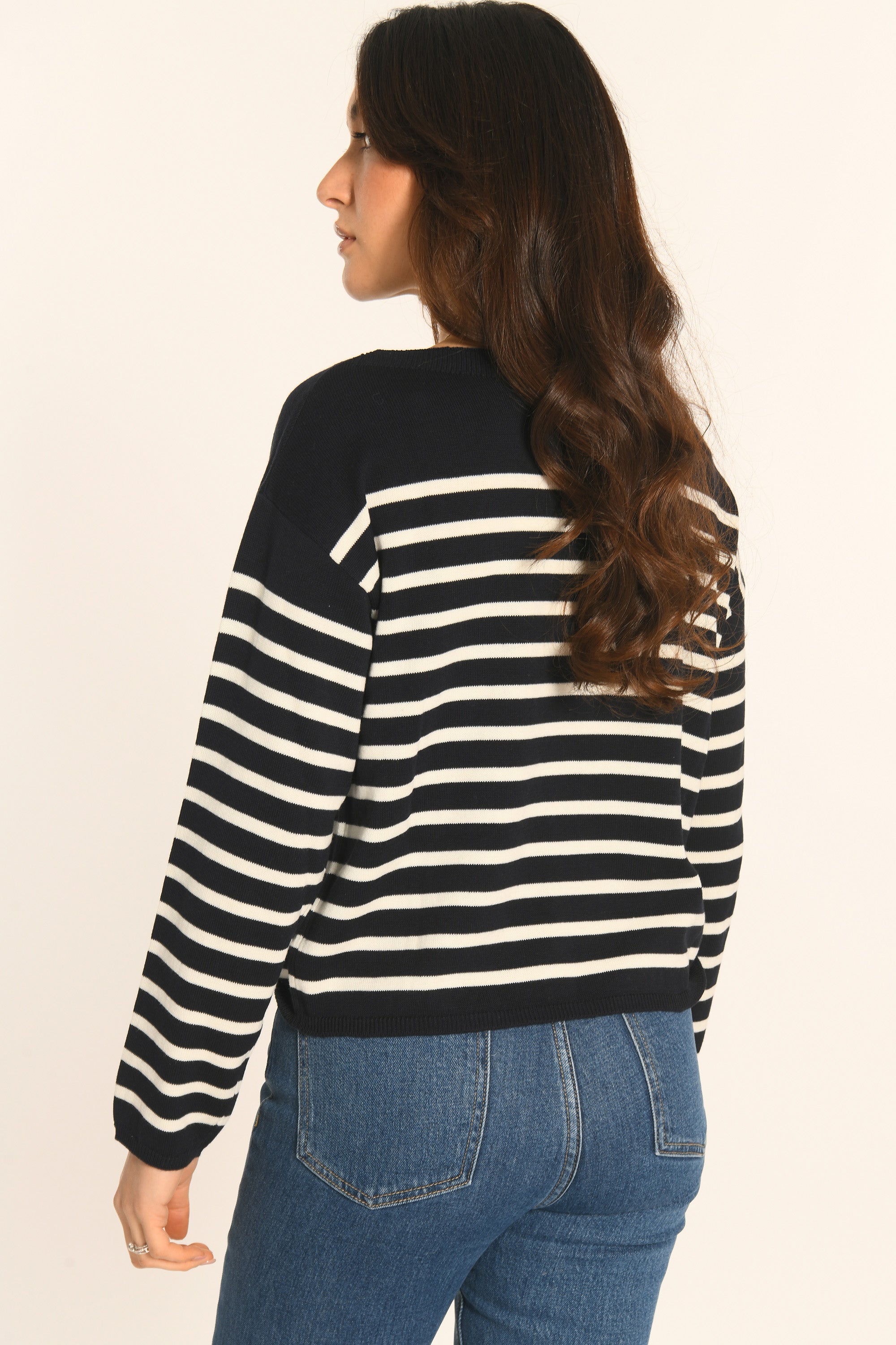 PULL MARINIÈRE COL BATEAU - NAVY/ÉCRU - AURE