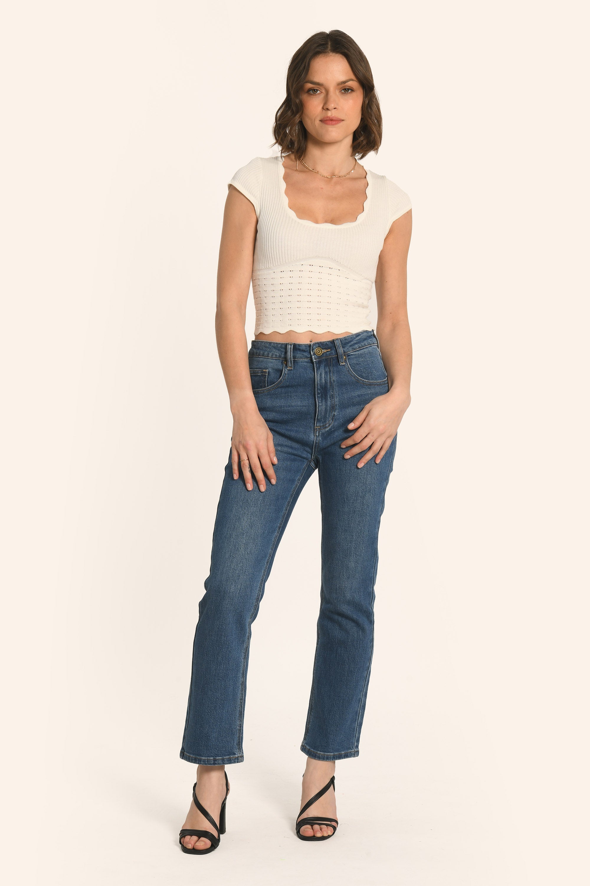 PULL MANCHES COURTES - BLANC - AVA