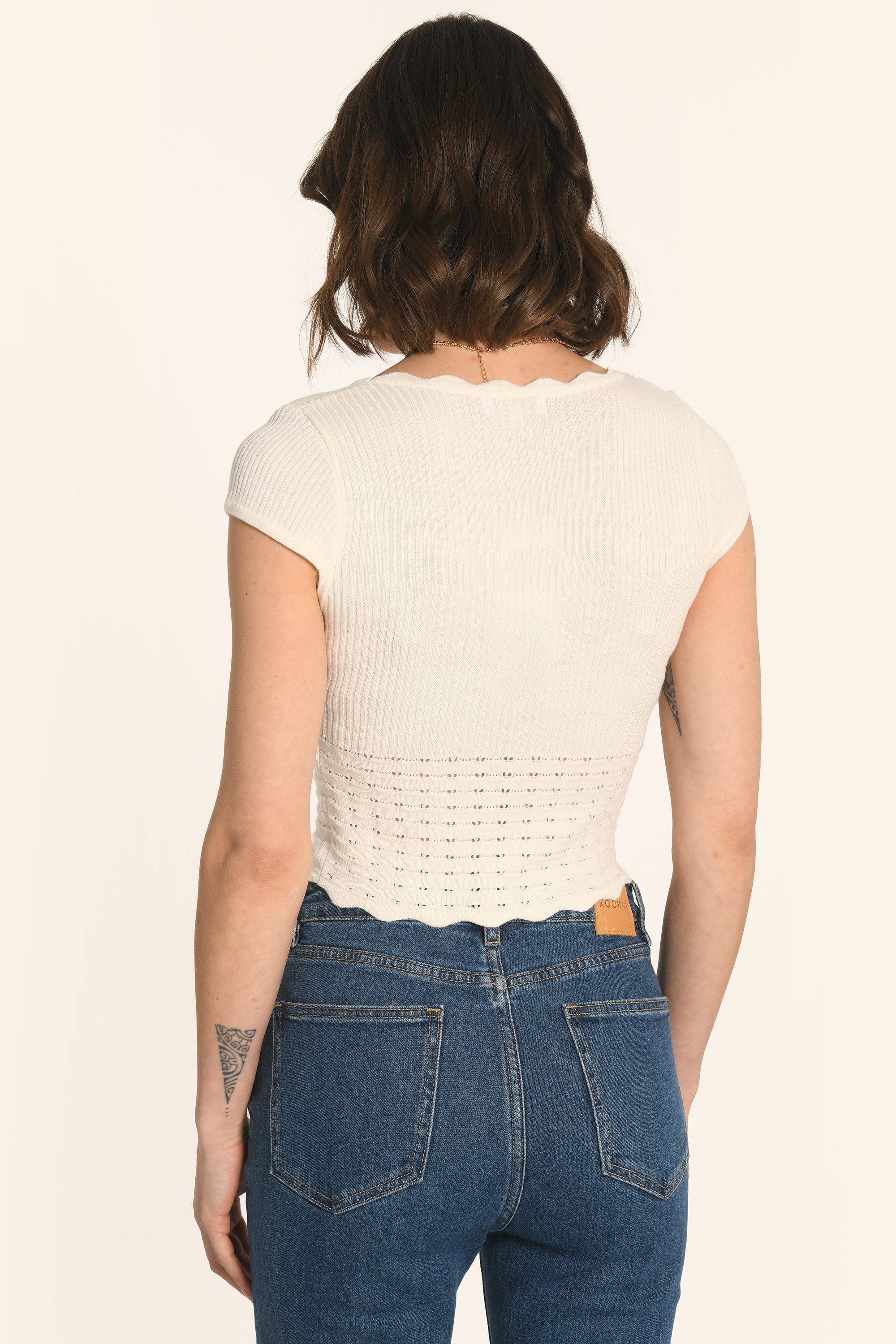 PULL MANCHES COURTES - BLANC - AVA