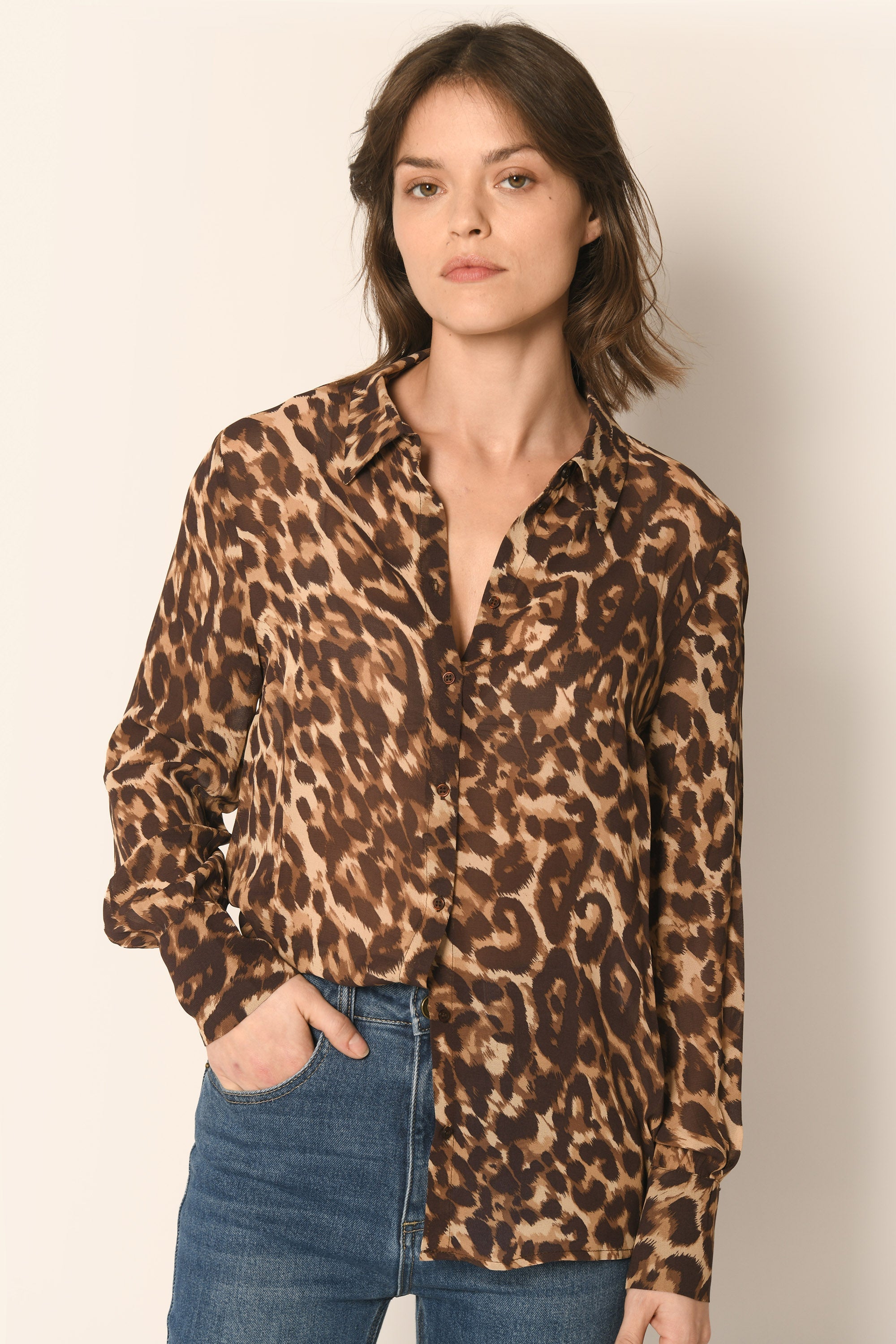 CHEMISE LEOPARD - CARAMEL - AZELIA