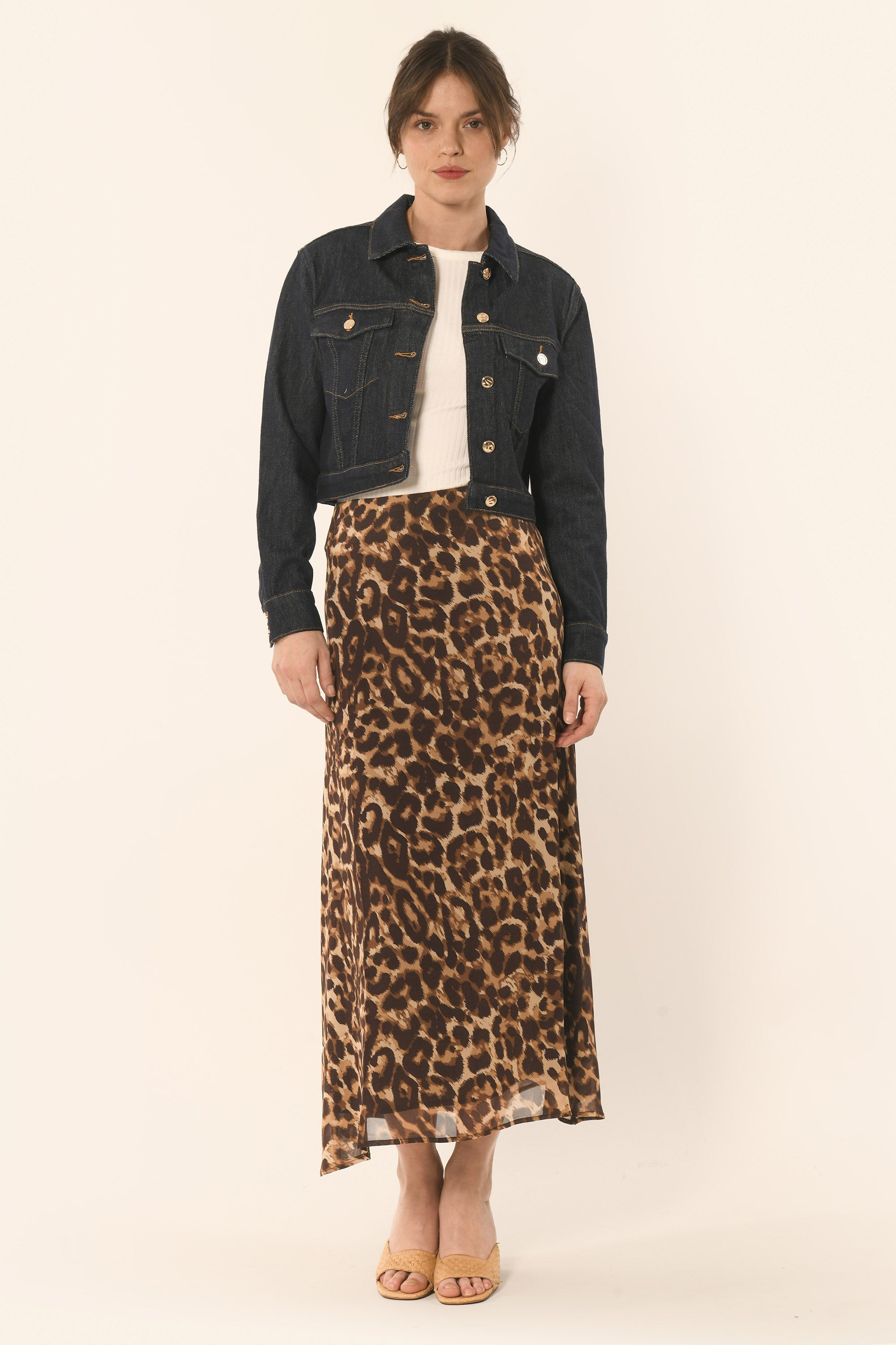 JUPE MIDI LEOPARD - CARAMEL - AZELIA