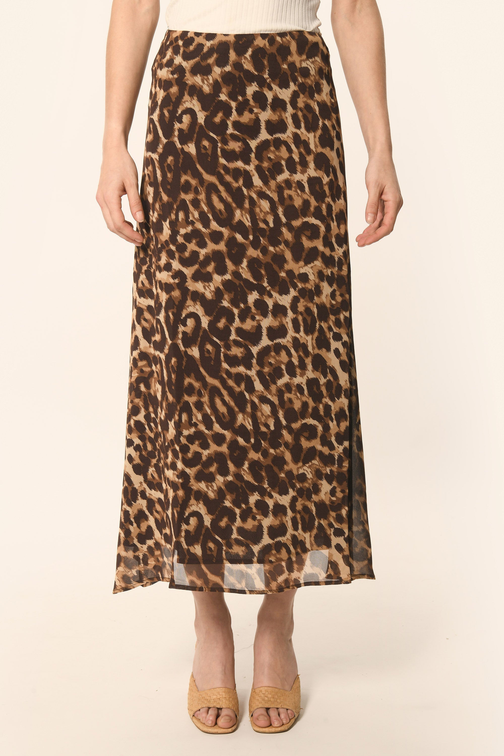 JUPE MIDI LEOPARD - CARAMEL - AZELIA