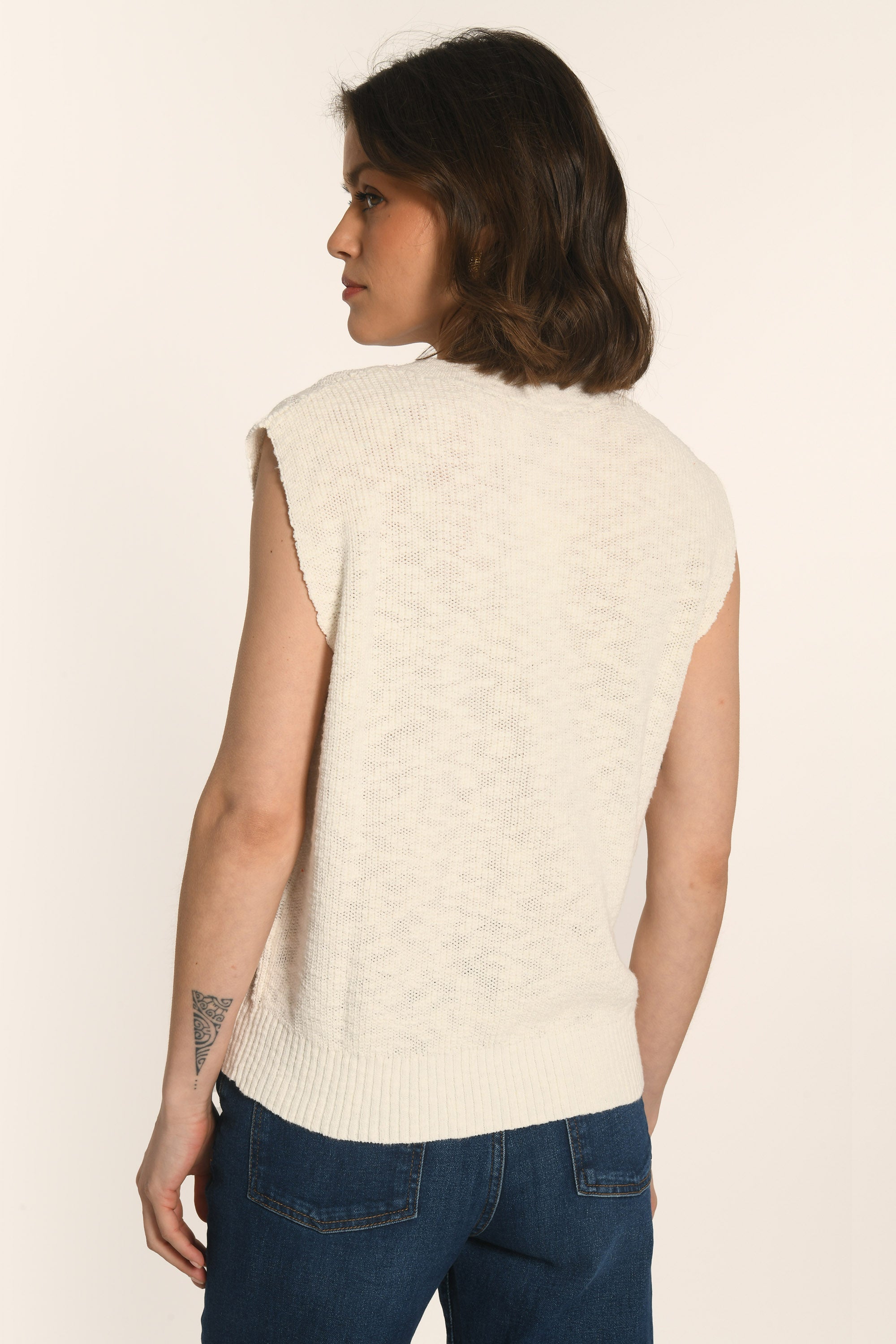 PULL SANS MANCHES - BLANC - AUDREY