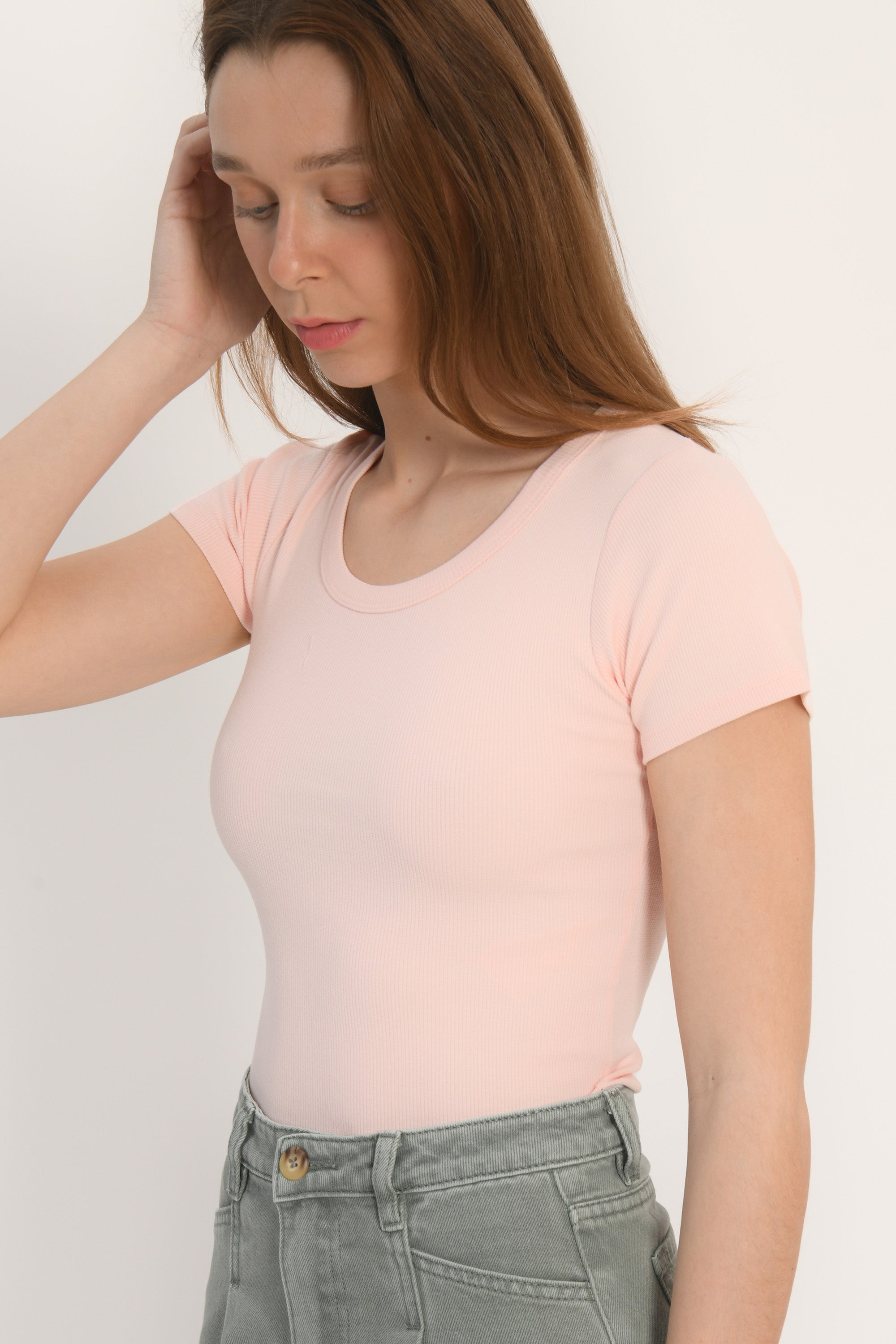 TEE SHIRT MANCHES COURTES - JENNY - ROSE PALE