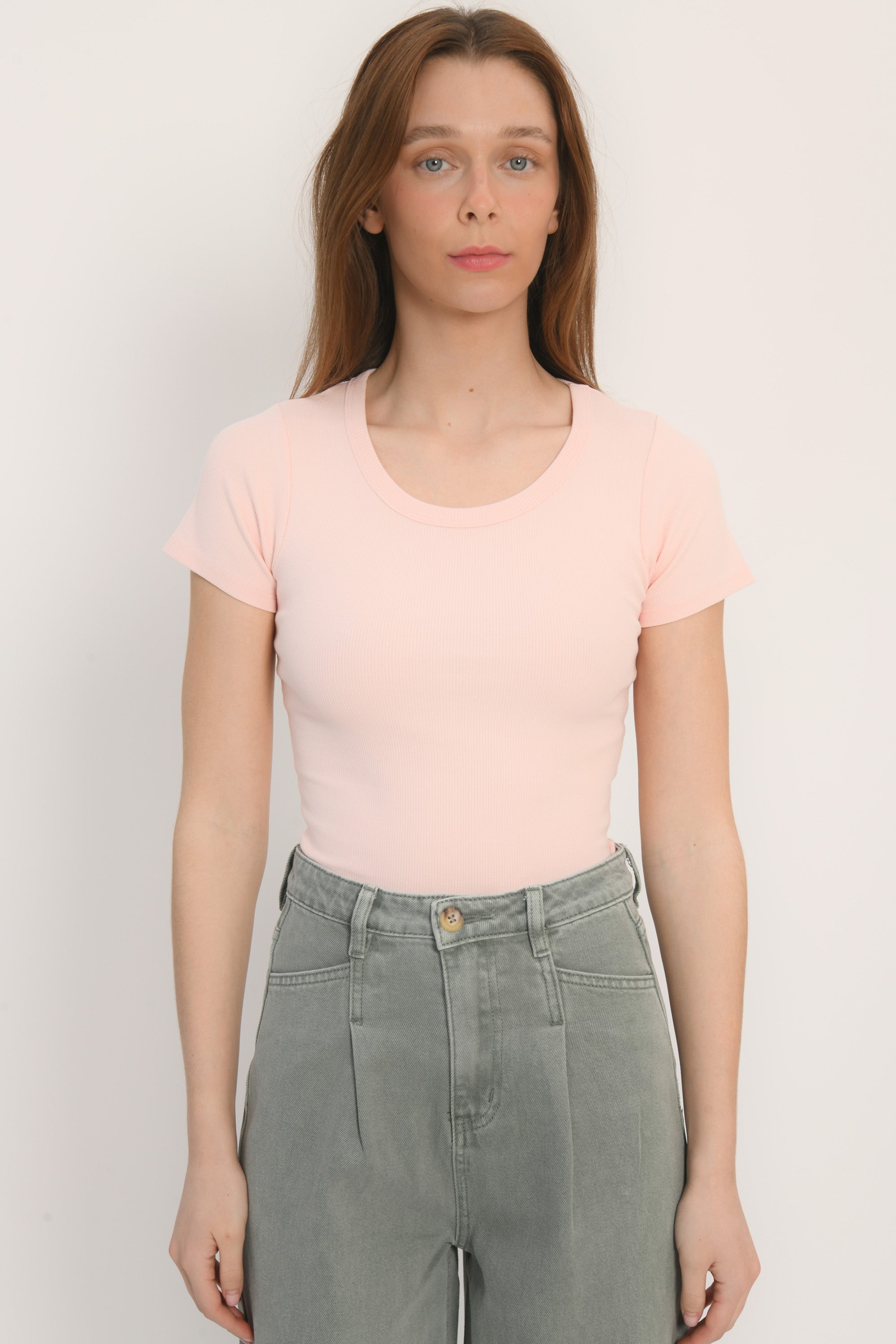 TEE SHIRT MANCHES COURTES - JENNY - ROSE PALE