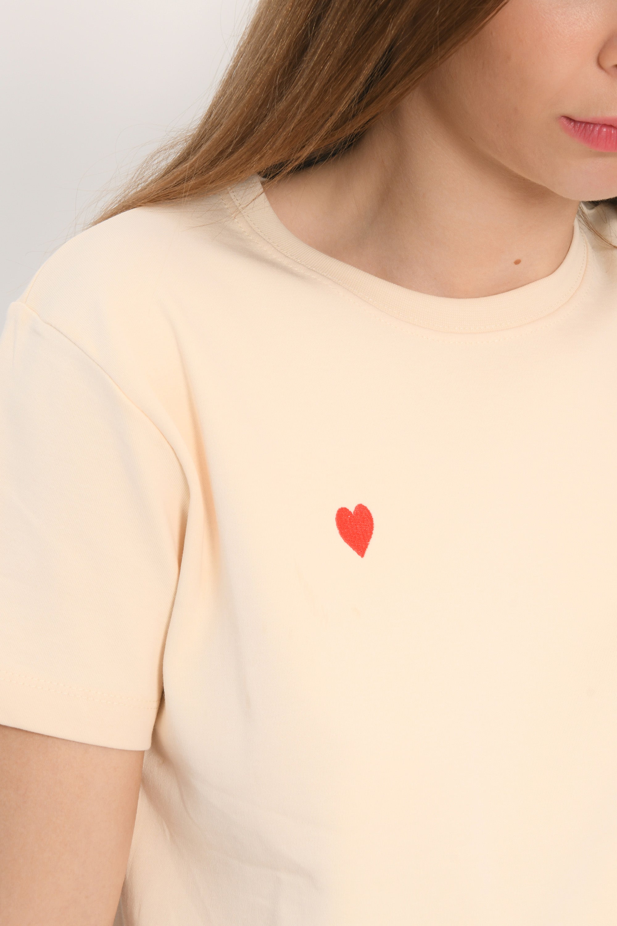 TEE SHIRT - COEUR - CREME