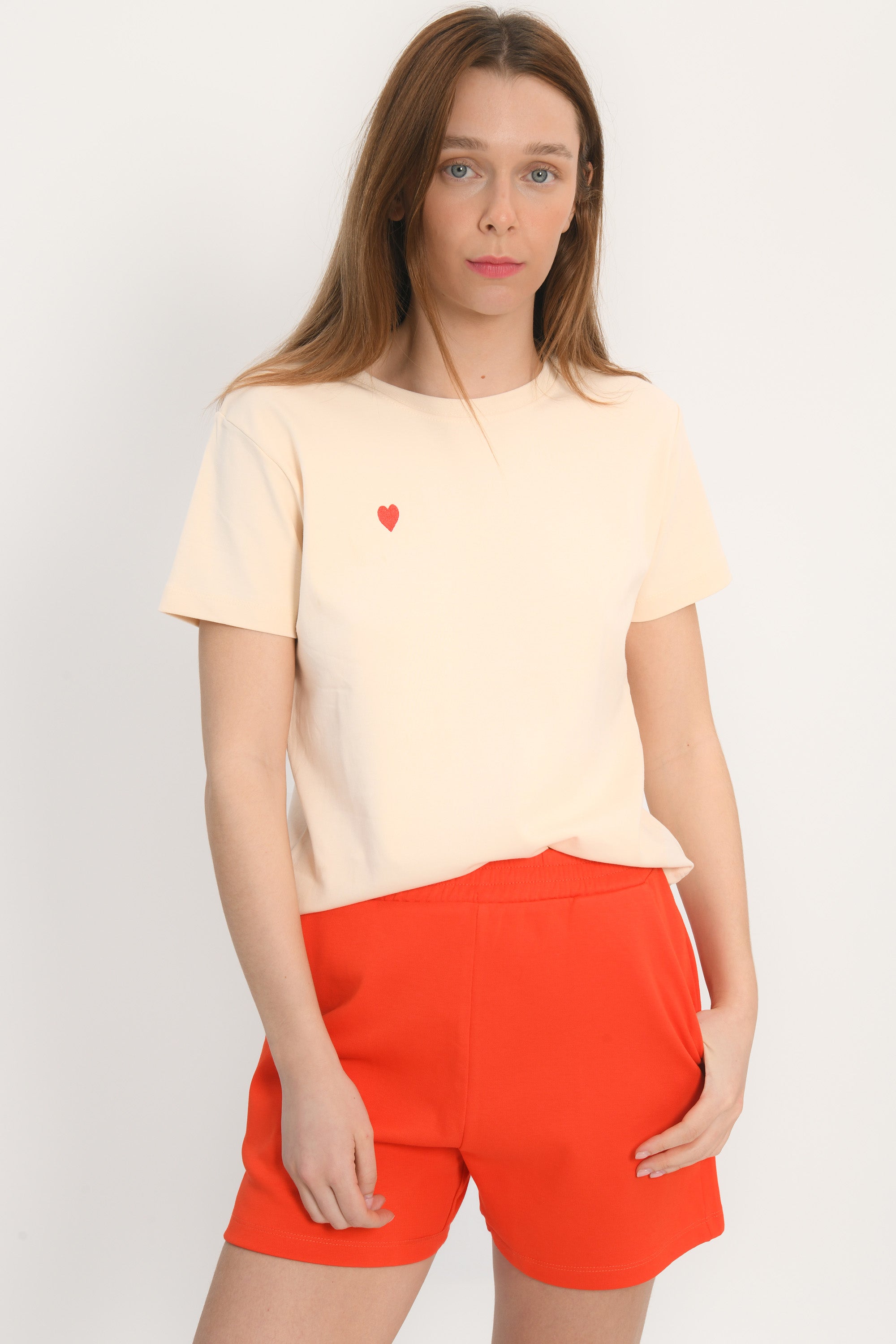 TEE SHIRT - COEUR - CREME