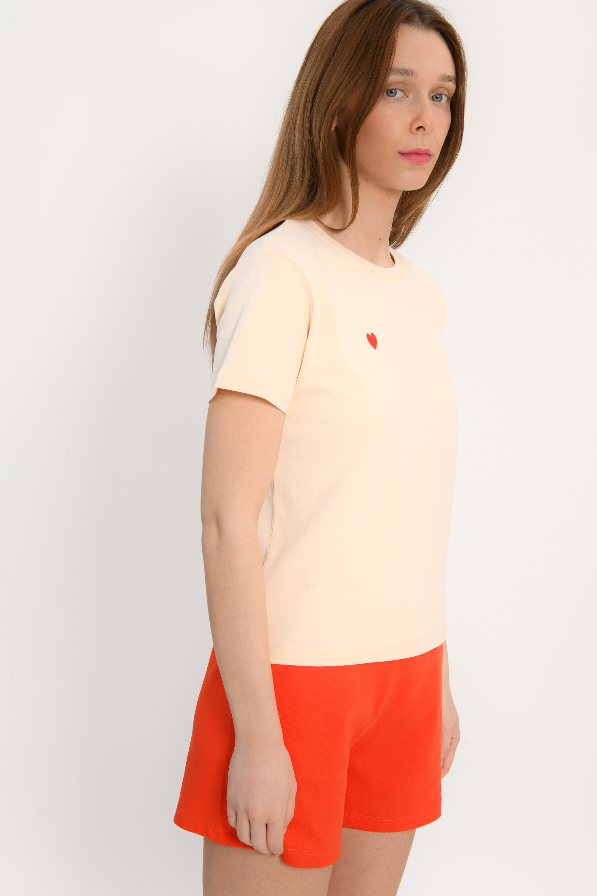TEE SHIRT - COEUR - CREME