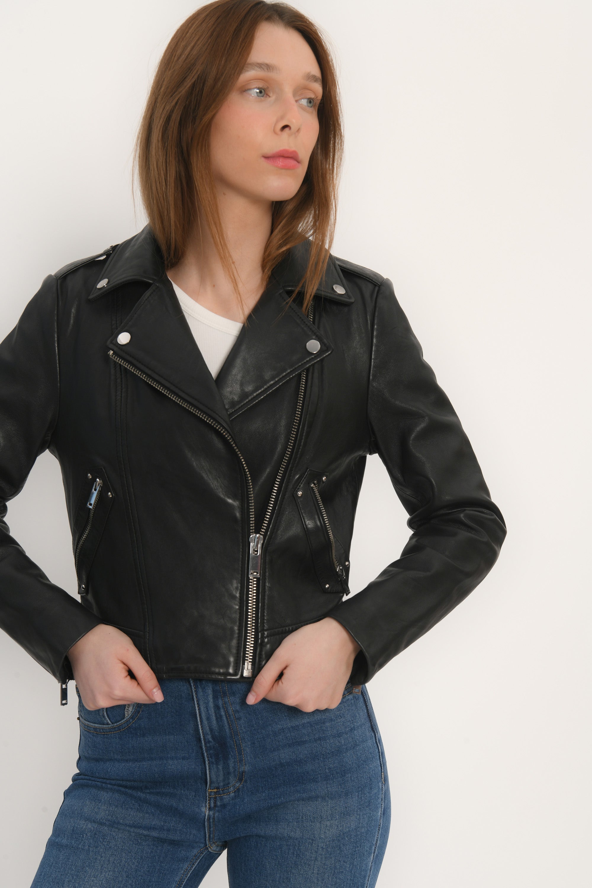 BLOUSON PERFECTO CUIR ROCK BLACK