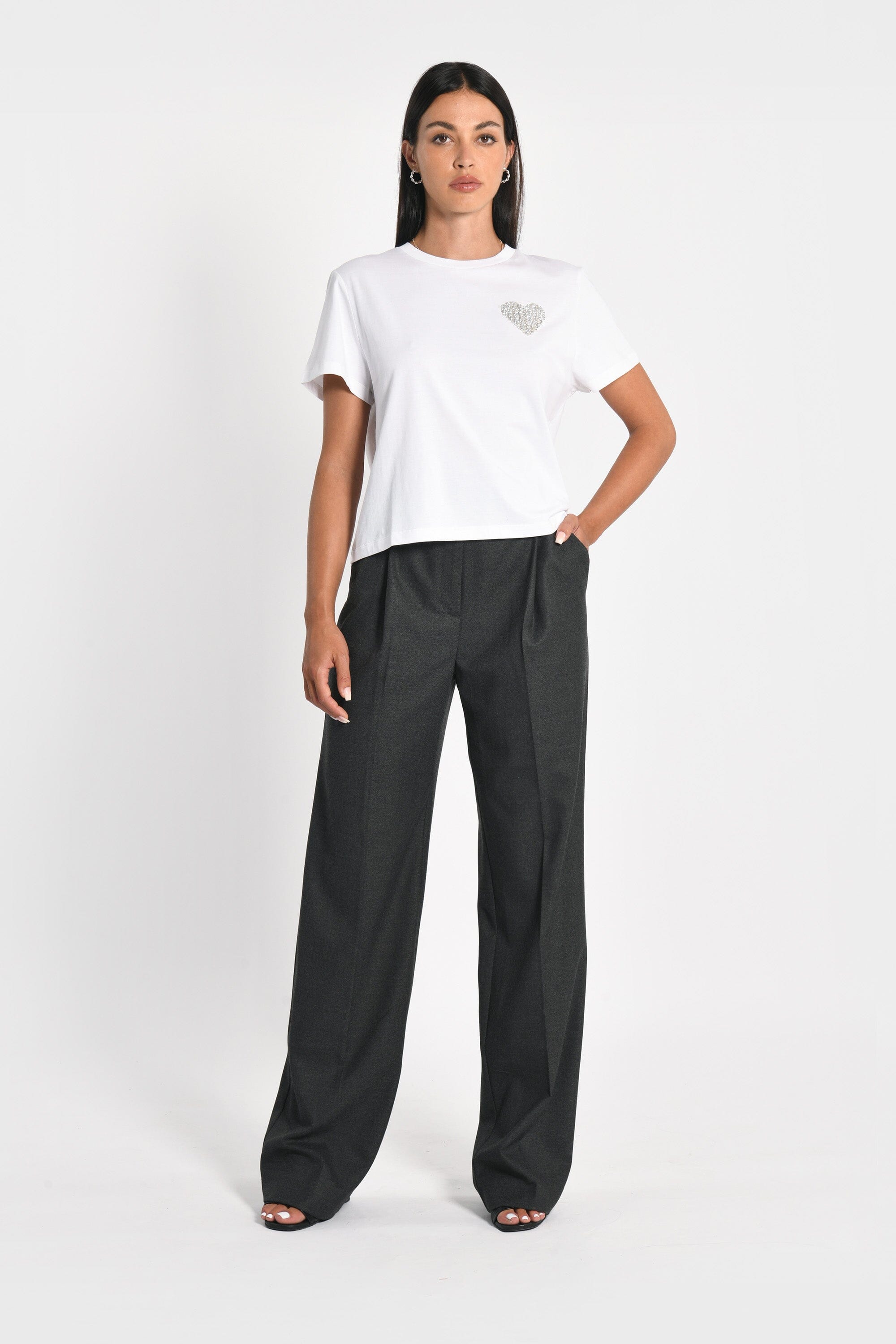 T-SHIRT CŒR STRASS LUNA BLANC