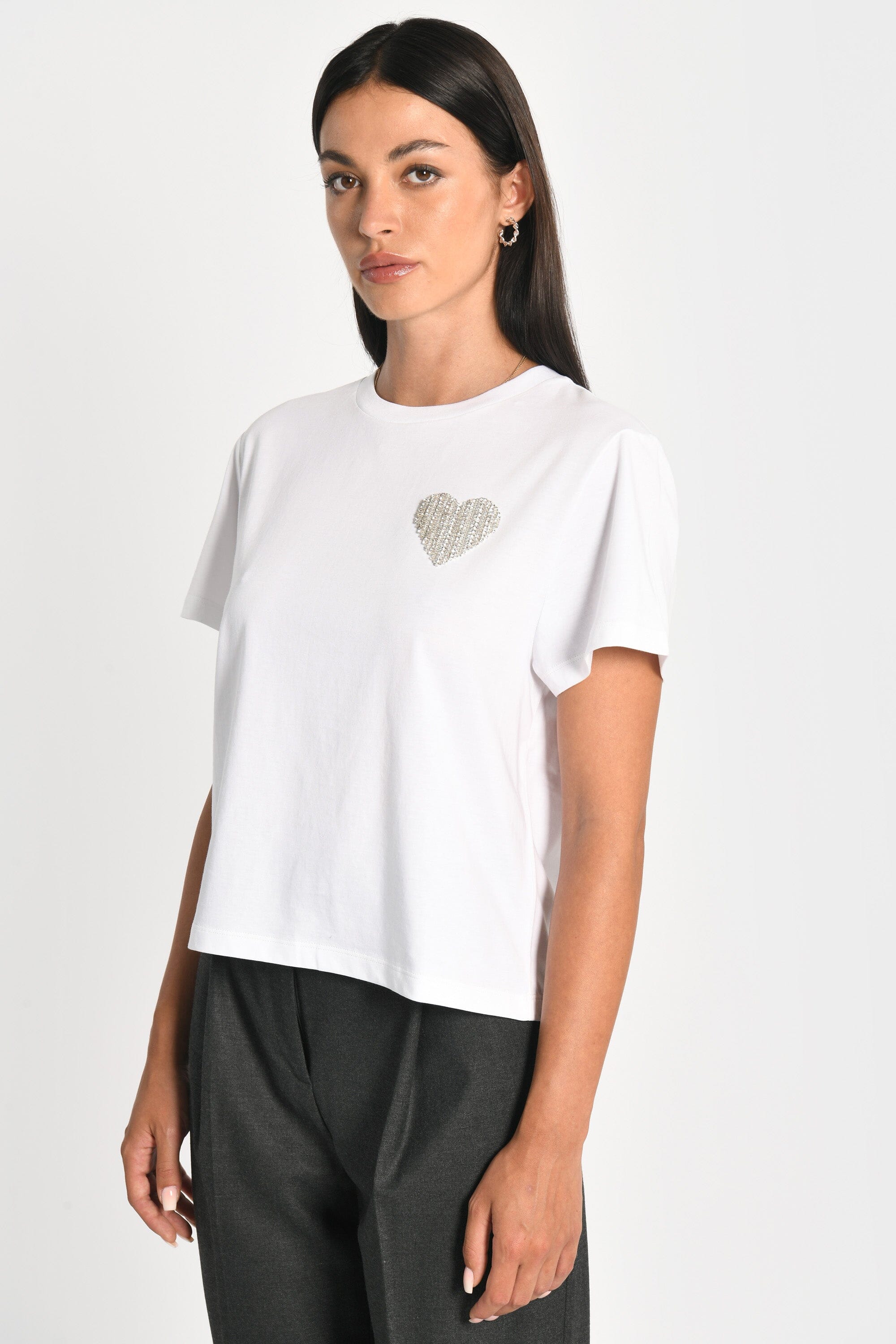 T-SHIRT CŒR STRASS LUNA BLANC